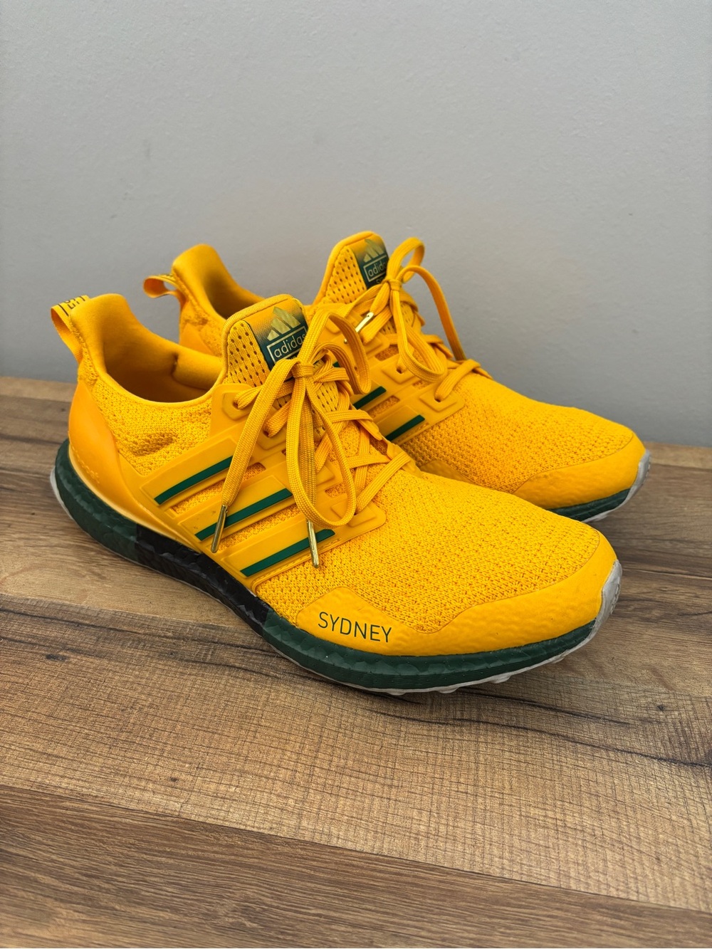 Adidas UltraBoost DNA Sydney Gold Green Olympic Pack Athletic Running Shoe